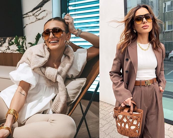 Retro Oversized Aviator Okulary przeciwsłoneczne - Amara-Czarny-przezroczysty-Trend Polska