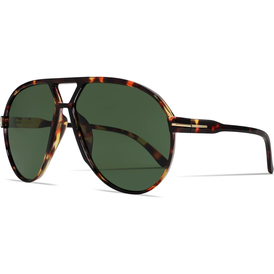 Retro Oversized Aviator Okulary przeciwsłoneczne - Amara-Żółw-Zielony-Trend Polska