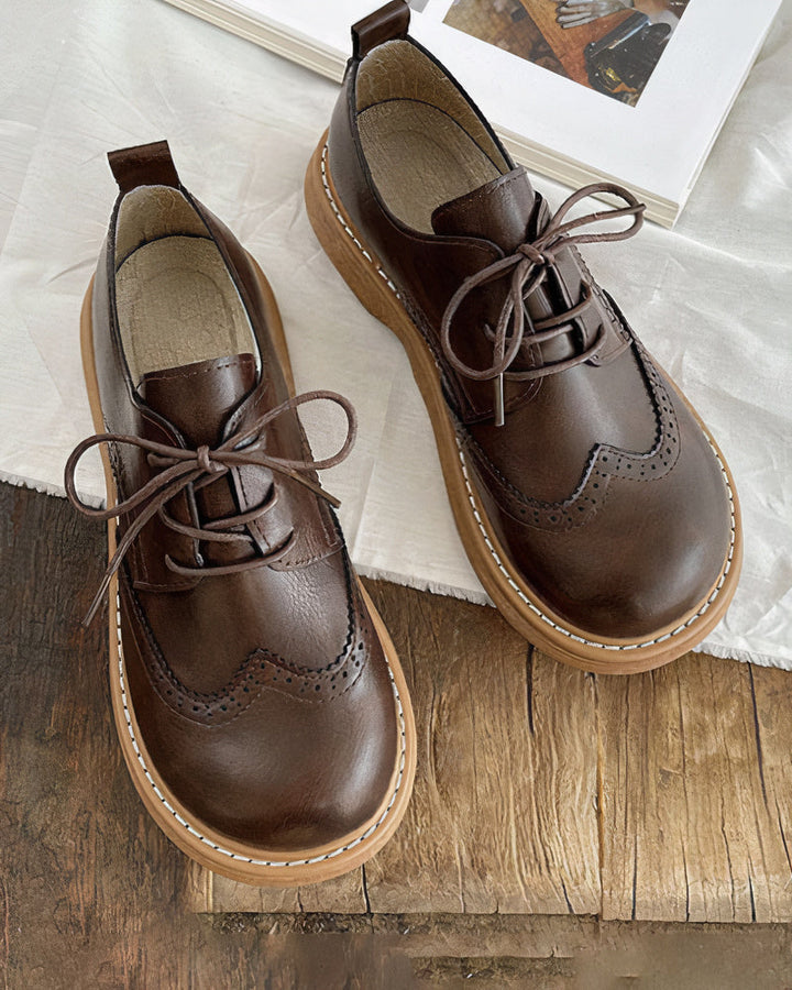 Retro Oxford Shoes dla kobiet – Isadora-Ciemnobrązowy-35-Trend Polska