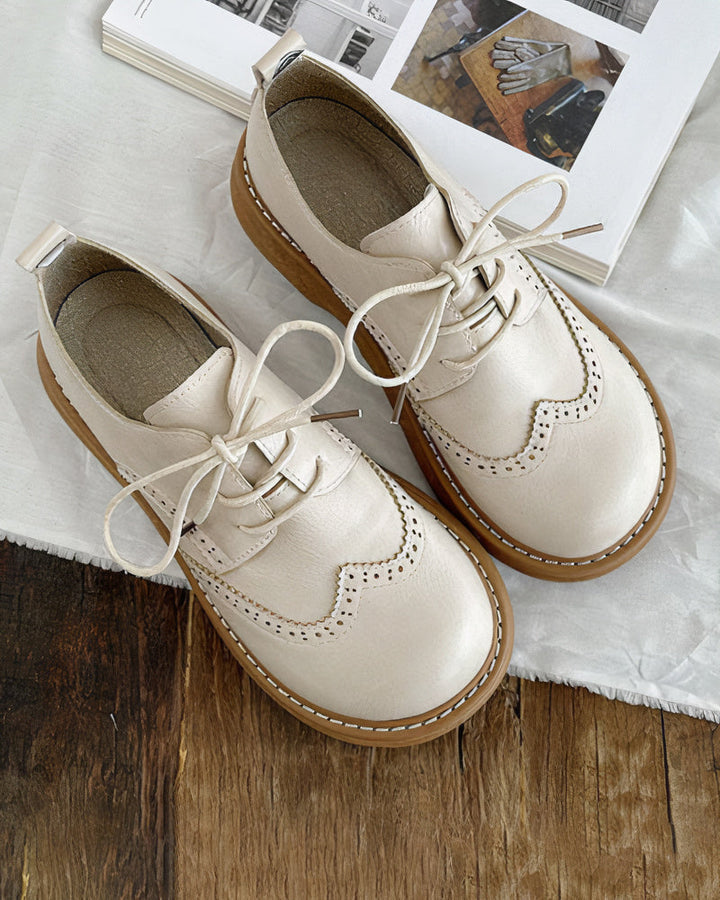 Retro Oxford Shoes dla kobiet – Isadora-Kość słoniowa-35-Trend Polska