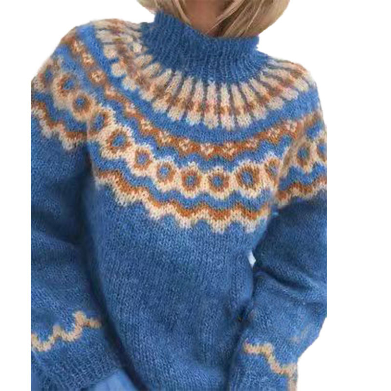 Retro sweter damski dla kobiet - Eloise-Ciemnoniebieski-XS-Trend Polska