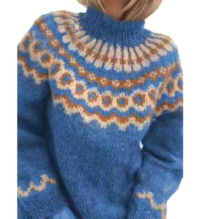 Retro sweter damski dla kobiet - Eloise-Ciemnoniebieski-XS-Trend Polska