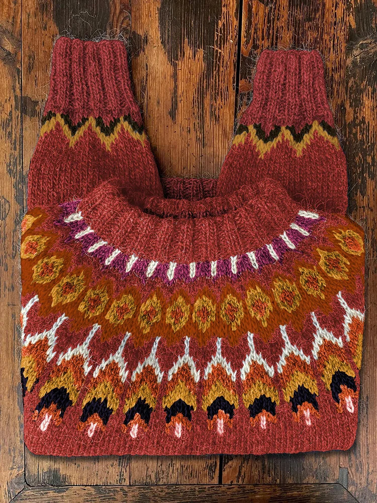 Retro sweter damski dla kobiet - Eloise-Czerwony-XS-Trend Polska