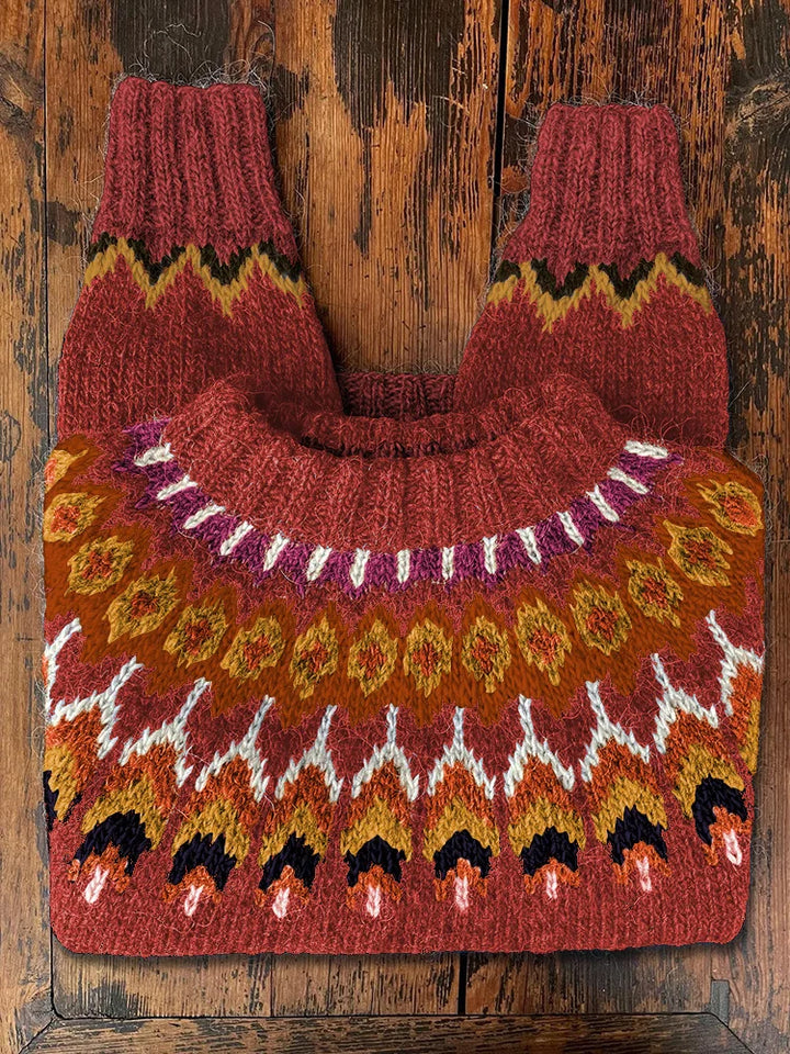 Retro sweter damski dla kobiet - Eloise-Czerwony-XS-Trend Polska