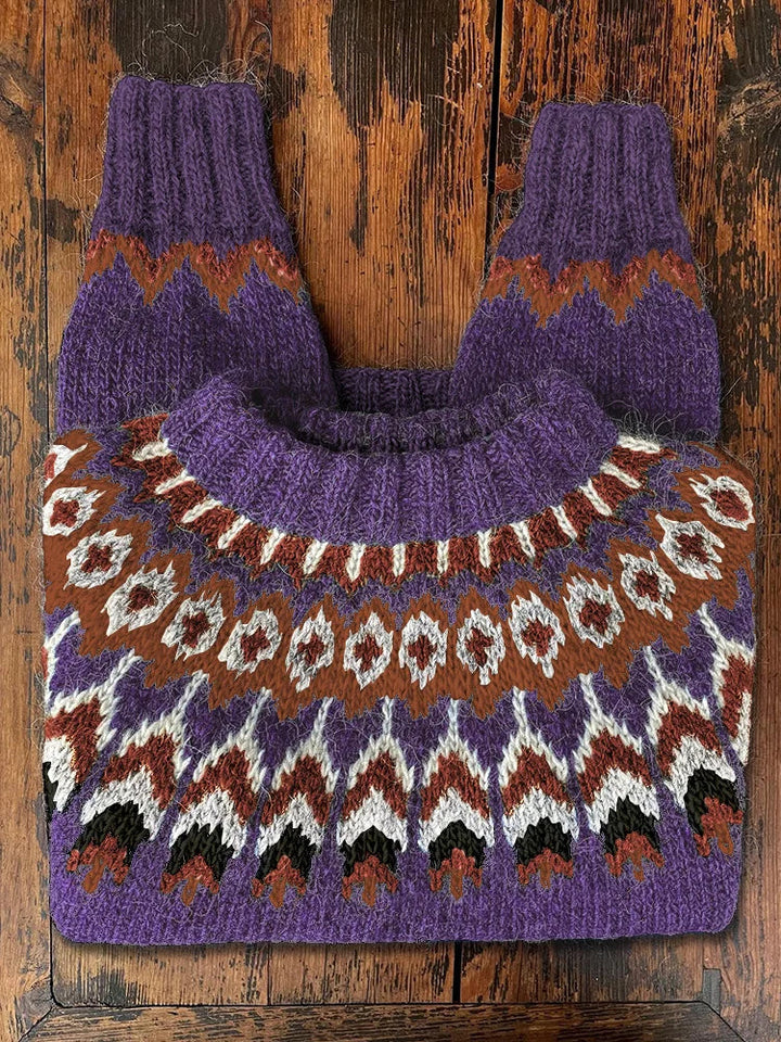 Retro sweter damski dla kobiet - Eloise-Fioletowy-XS-Trend Polska