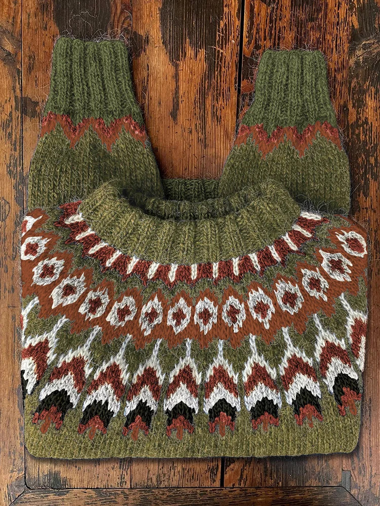 Retro sweter damski dla kobiet - Eloise-Zielony-XS-Trend Polska