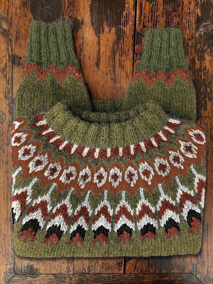 Retro sweter damski dla kobiet - Eloise-Zielony-XS-Trend Polska