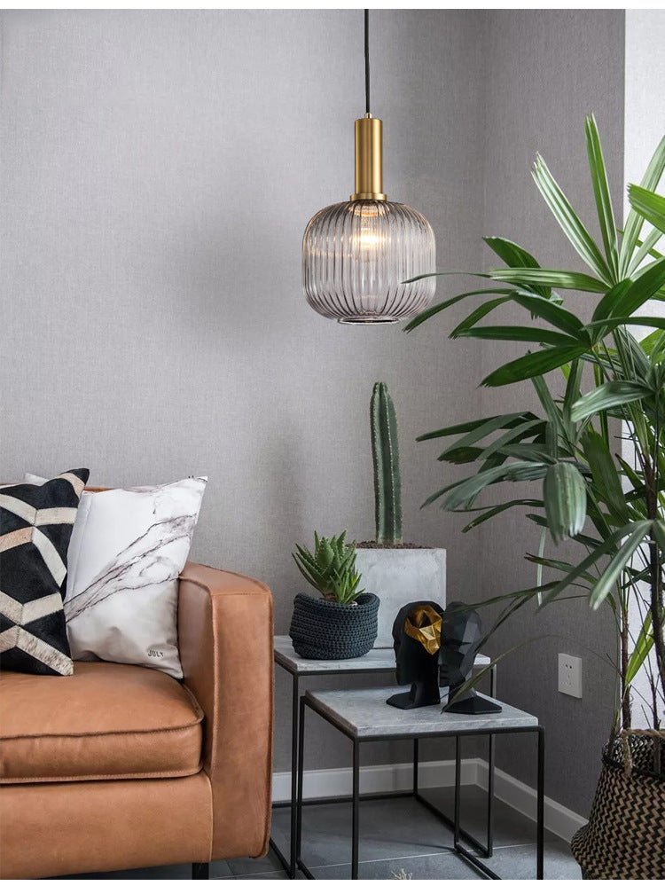 Retro Szklana Lampa Wisząca - ColorVibe-Brązowy-A-Trend Polska