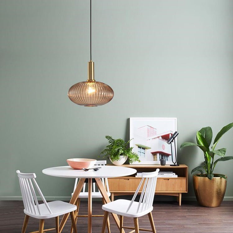 Retro Szklana Lampa Wisząca - ColorVibe-Brązowy-A-Trend Polska