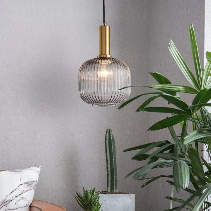 Retro Szklana Lampa Wisząca - ColorVibe-Brązowy-A-Trend Polska