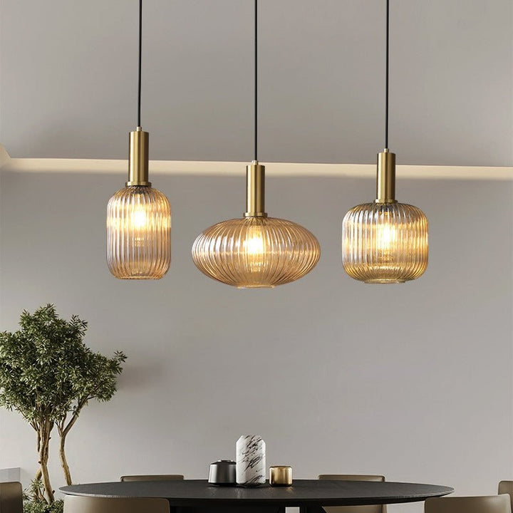 Retro Szklana Lampa Wisząca - ColorVibe-Brązowy-A-Trend Polska