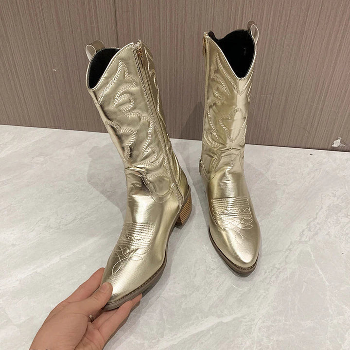 Retro Western Cowboy Damskie Botki - Daisy-Czarny-36-Trend Polska