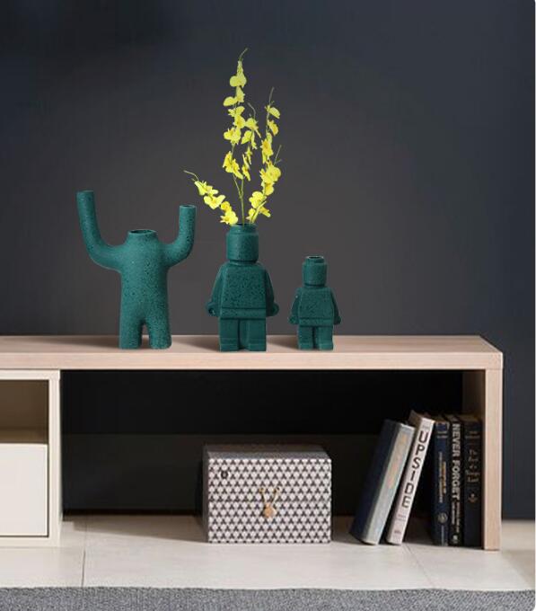 Robot Doniczki z Ceramiki - BrickBotanica-Ciemnozielony-S-Trend Polska