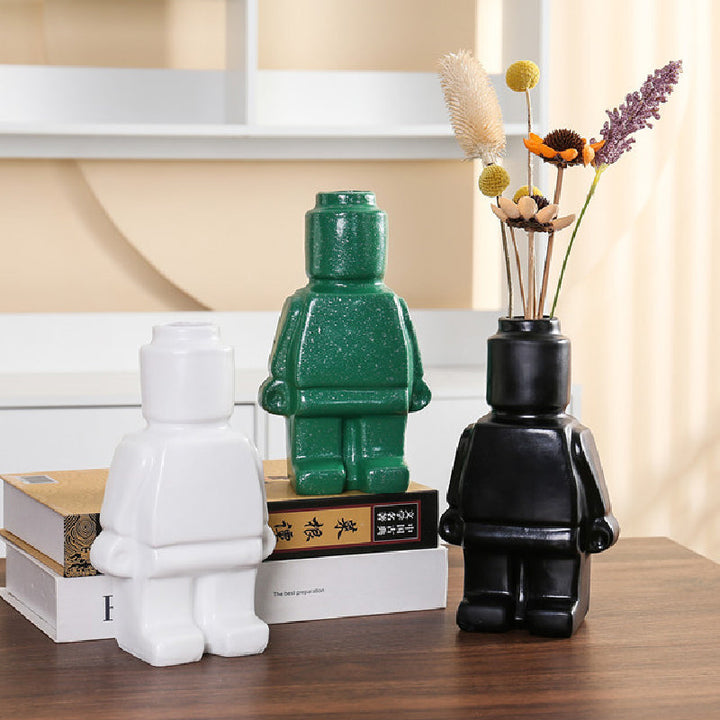 Robot Doniczki z Ceramiki - BrickBotanica-Ciemnozielony-S-Trend Polska