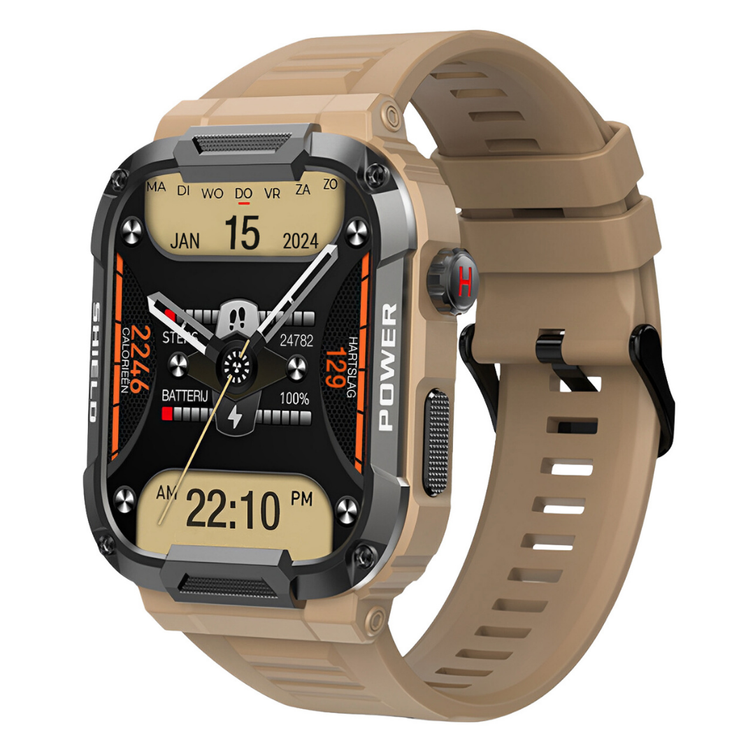 Robustny smartwatch dla mężczyzn – IronPulse X1-Beżowy-Trend Polska