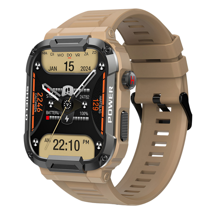 Robustny smartwatch dla mężczyzn – IronPulse X1-Beżowy-Trend Polska
