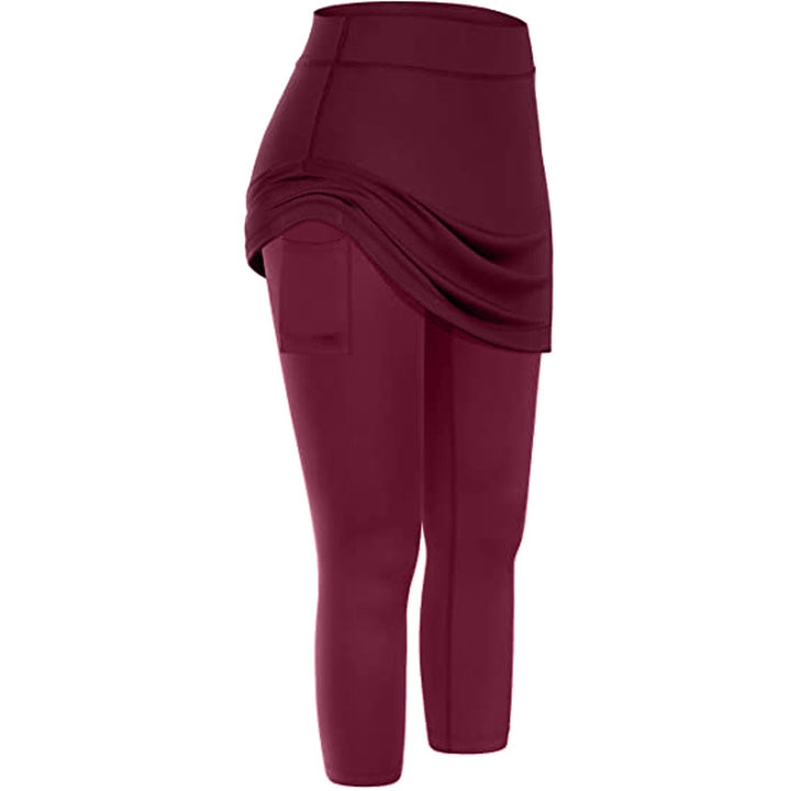 Rock-Leggings z praktycznymi kieszeniami bocznymi – Mireille-Czerwony wino-S-Trend Polska