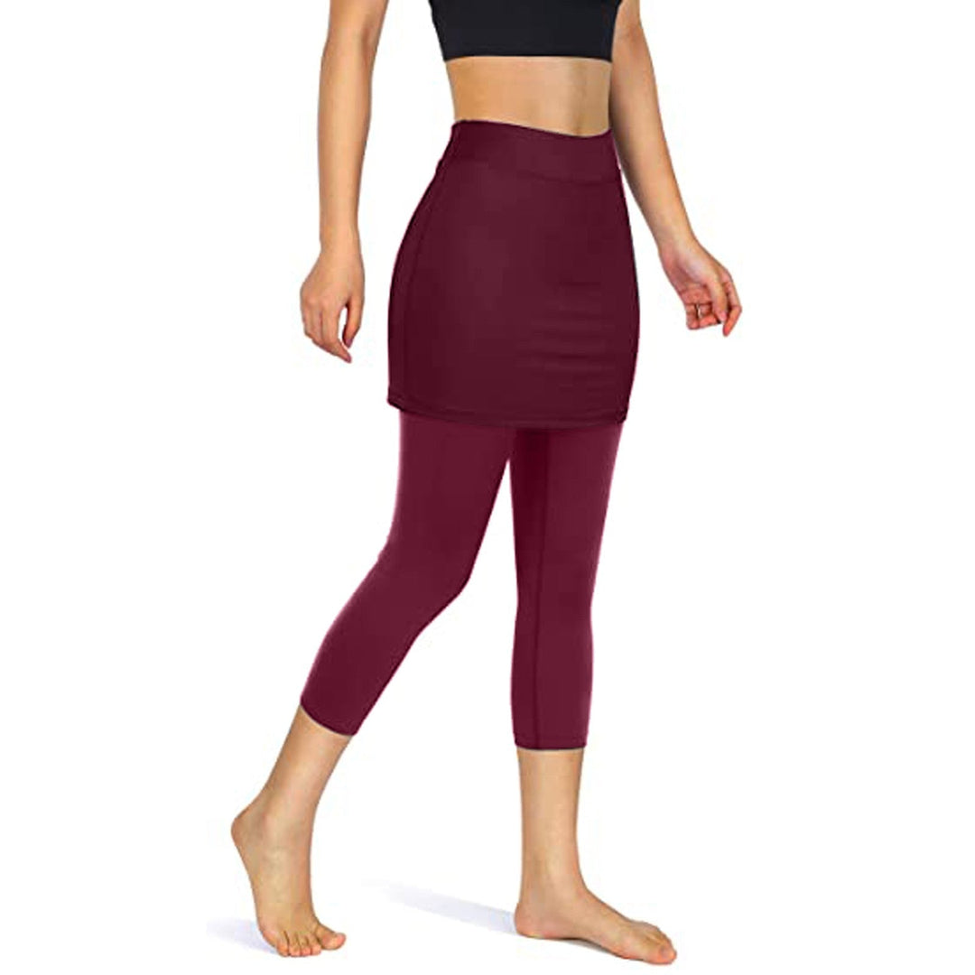 Rock-Leggings z praktycznymi kieszeniami bocznymi – Mireille-Czerwony wino-S-Trend Polska