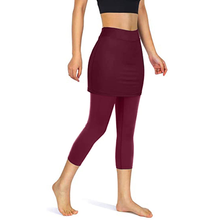 Rock-Leggings z praktycznymi kieszeniami bocznymi – Mireille-Czerwony wino-S-Trend Polska