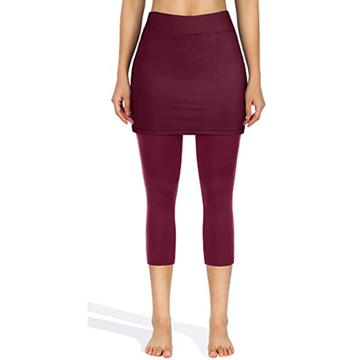 Rock-Leggings z praktycznymi kieszeniami bocznymi – Mireille-Czerwony wino-S-Trend Polska