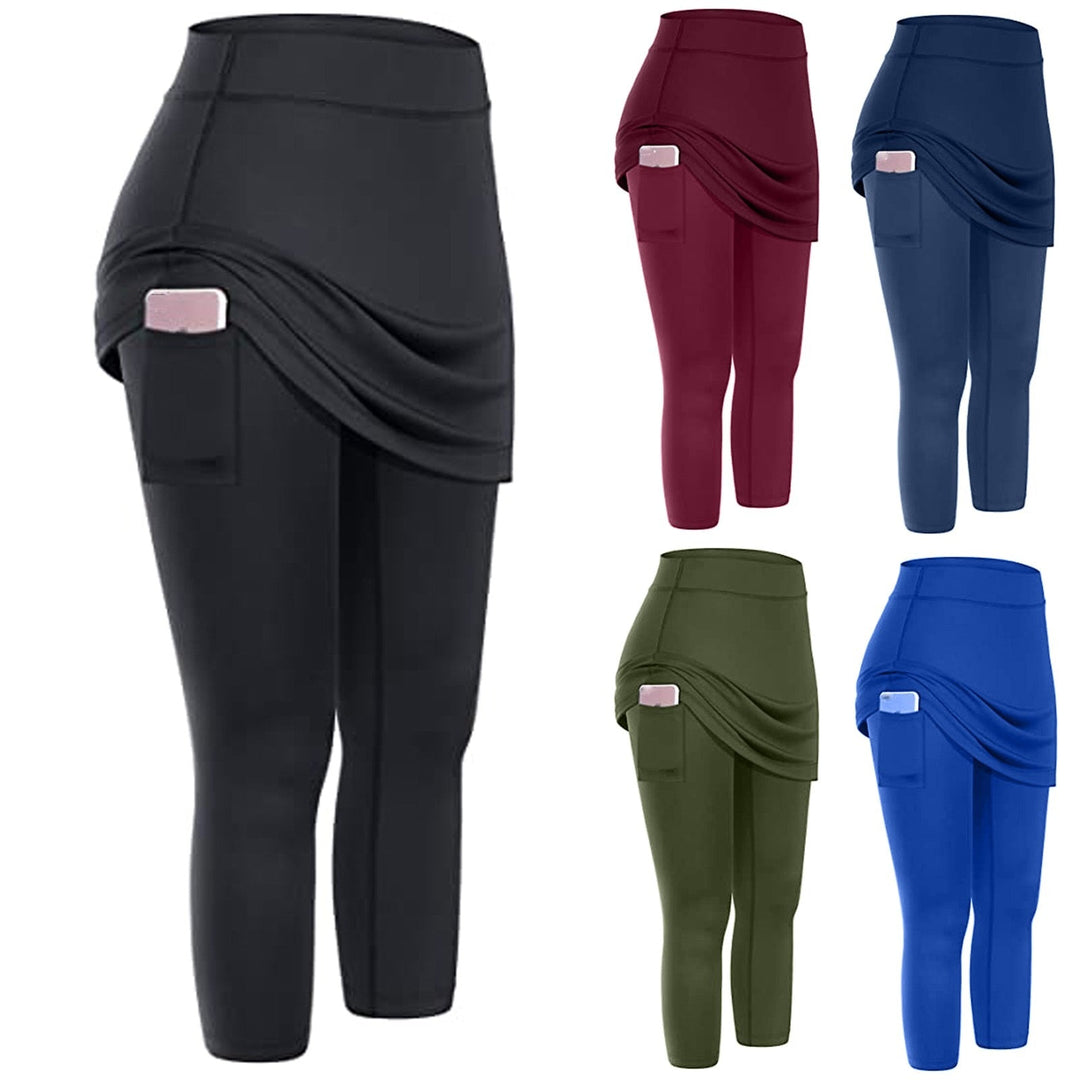 Rock-Leggings z praktycznymi kieszeniami bocznymi – Mireille-Czerwony wino-S-Trend Polska