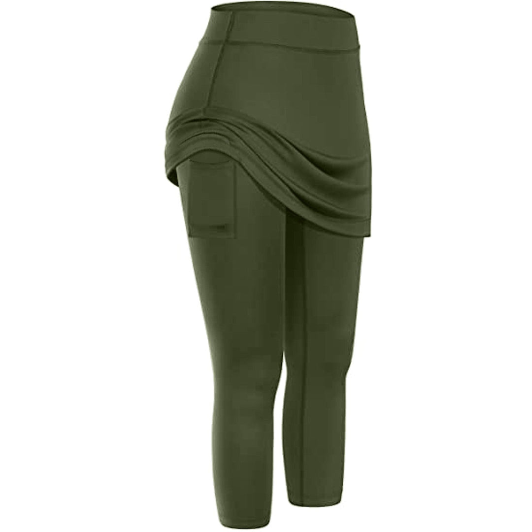 Rock-Leggings z praktycznymi kieszeniami bocznymi – Mireille-Zielony wojskowy-S-Trend Polska