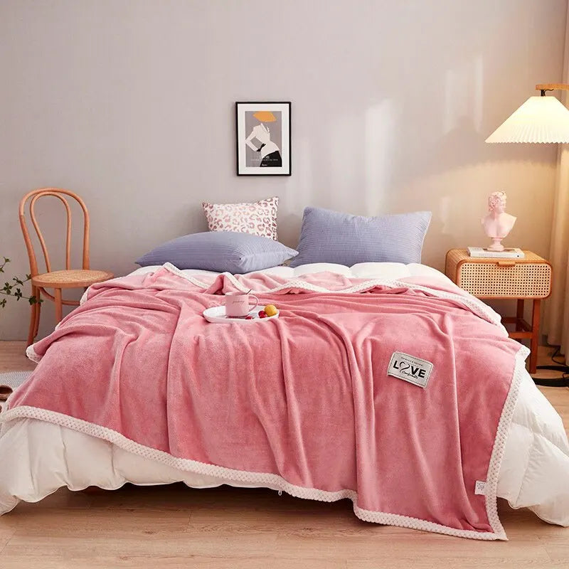 Różowy Flanelowy Koc Fleece - BlushCozy-Różowy-70x100cm-Trend Polska