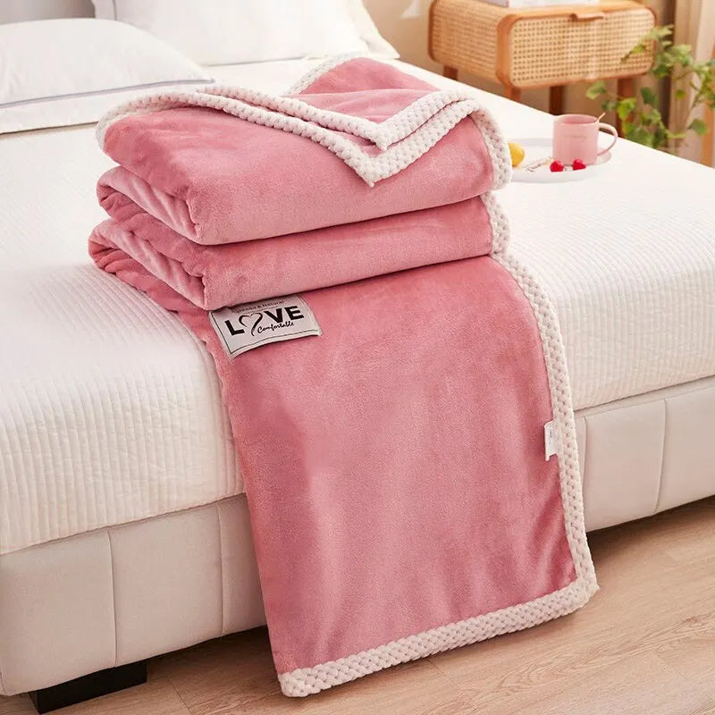 Różowy Flanelowy Koc Fleece - BlushCozy-Różowy-70x100cm-Trend Polska