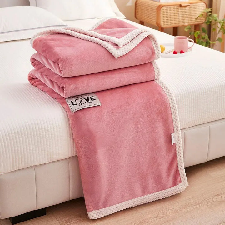 Różowy Flanelowy Koc Fleece - BlushCozy-Różowy-70x100cm-Trend Polska