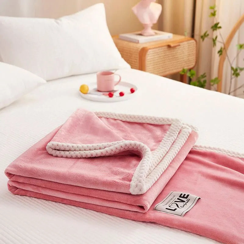 Różowy Flanelowy Koc Fleece - BlushCozy-Różowy-70x100cm-Trend Polska