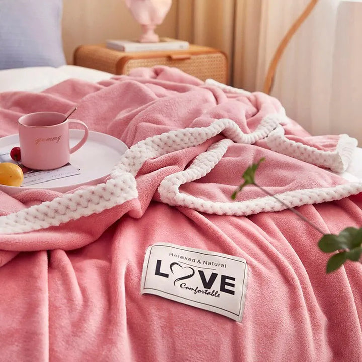 Różowy Flanelowy Koc Fleece - BlushCozy-Różowy-70x100cm-Trend Polska