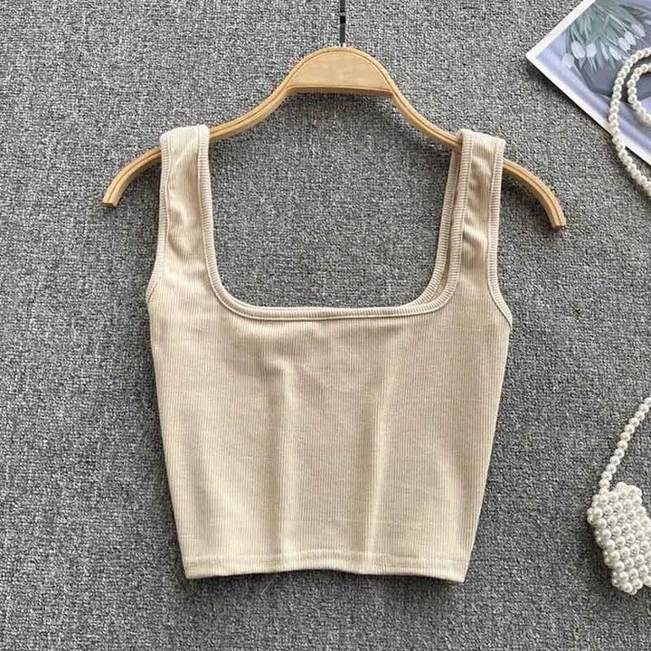 Rugloze Krótkie Top w Jednolitym Kolorze – Zayra-Beżowy-S-Trend Polska