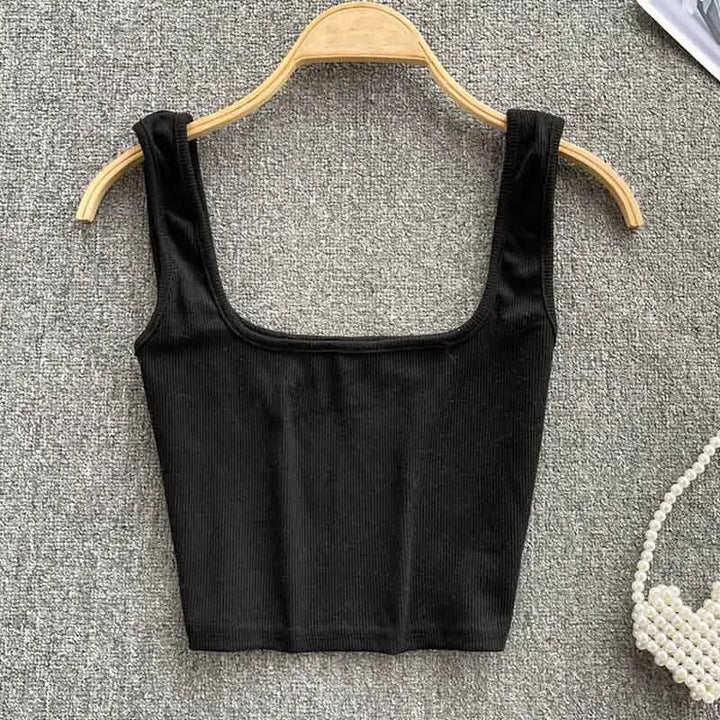 Rugloze Krótkie Top w Jednolitym Kolorze – Zayra-Czarny-S-Trend Polska