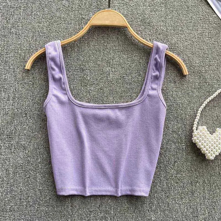 Rugloze Krótkie Top w Jednolitym Kolorze – Zayra-Fioletowy-S-Trend Polska