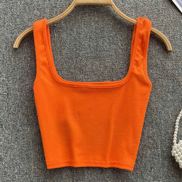 Rugloze Krótkie Top w Jednolitym Kolorze – Zayra-Pomarańczowy-S-Trend Polska
