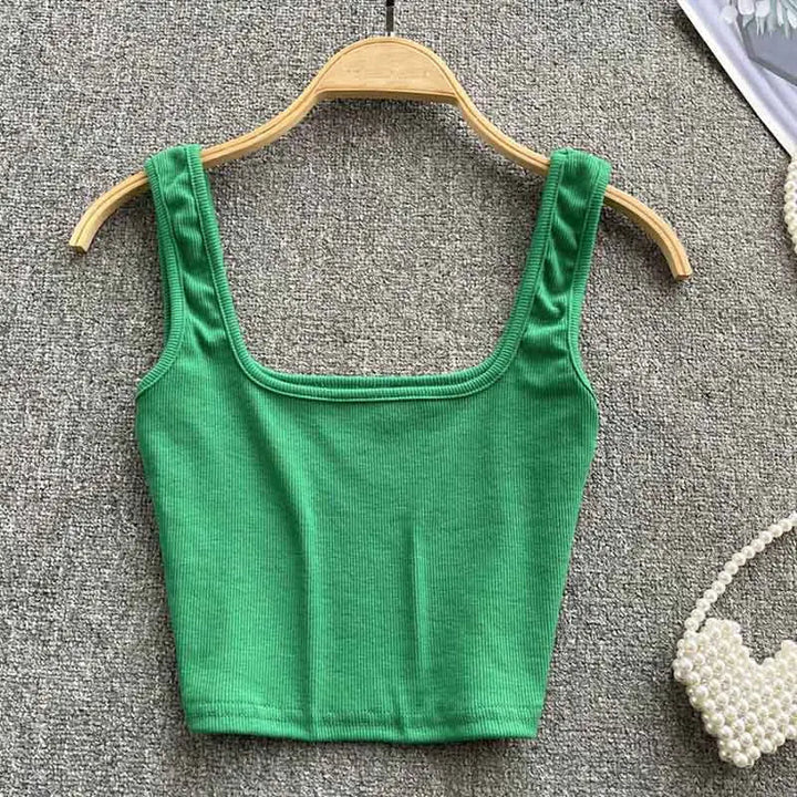 Rugloze Krótkie Top w Jednolitym Kolorze – Zayra-Zielony-S-Trend Polska