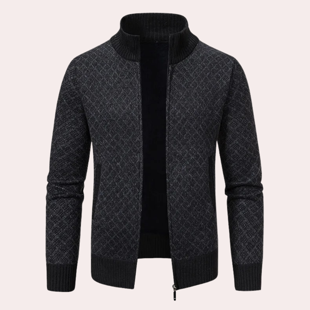 Runia - Sweter z dzianiny dla mężczyzn-Czarny-S-Trend Polska