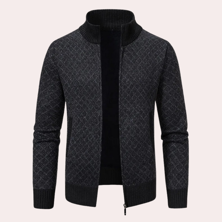 Runia - Sweter z dzianiny dla mężczyzn-Czarny-S-Trend Polska