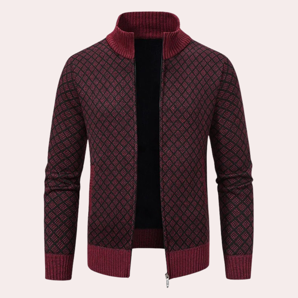 Runia - Sweter z dzianiny dla mężczyzn-Czerwony-S-Trend Polska
