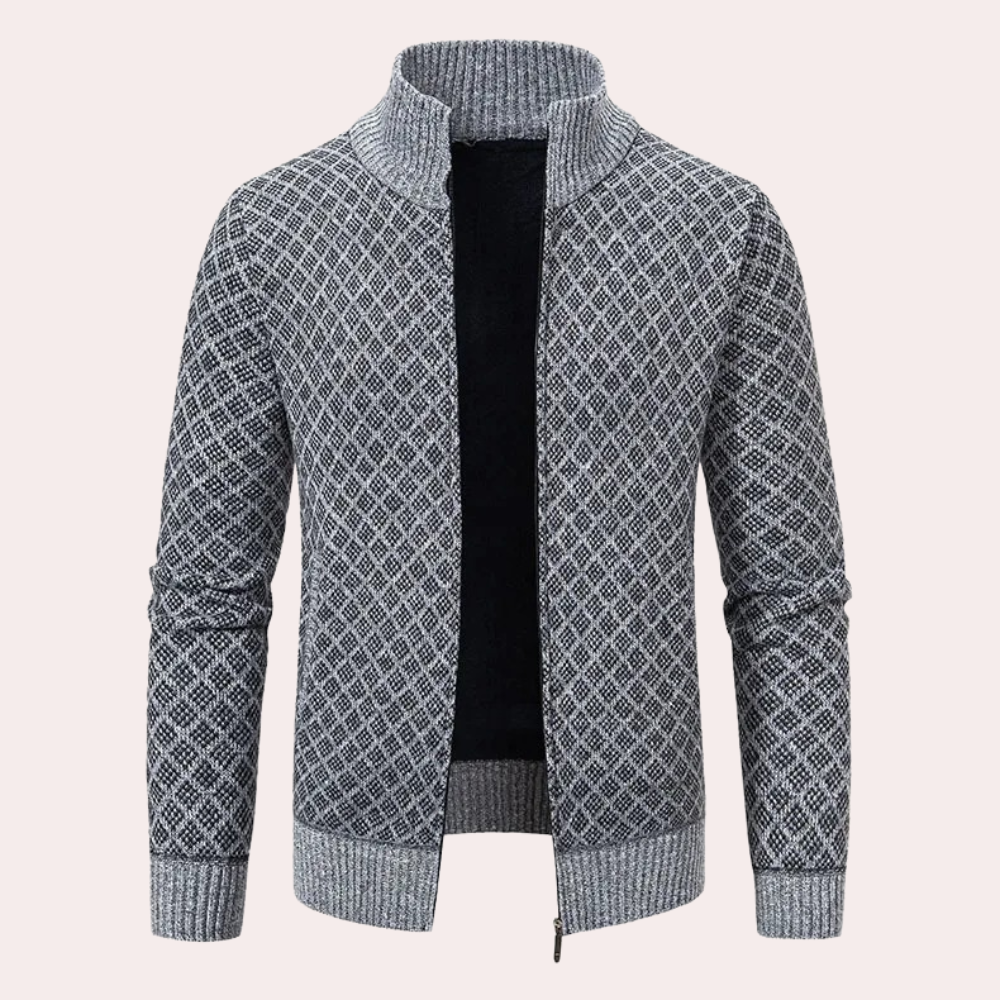 Runia - Sweter z dzianiny dla mężczyzn-Szary-S-Trend Polska