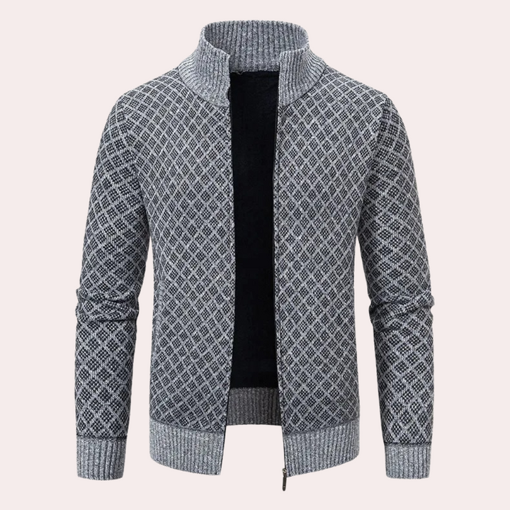 Runia - Sweter z dzianiny dla mężczyzn-Szary-S-Trend Polska
