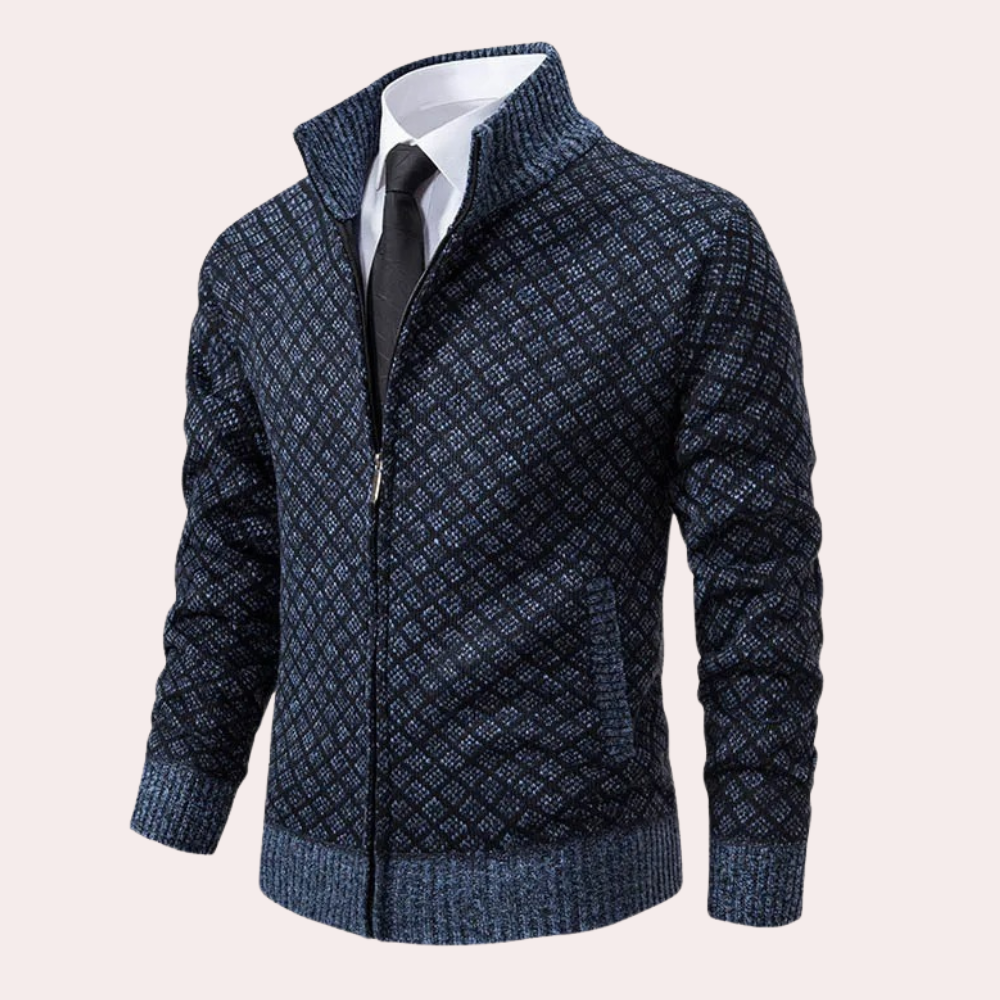 Runia - Sweter z dzianiny dla mężczyzn-Niebieskoszary-S-Trend Polska