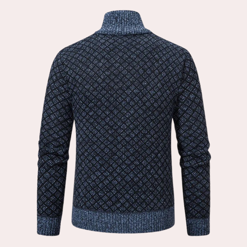 Runia - Sweter z dzianiny dla mężczyzn-Niebieskoszary-S-Trend Polska