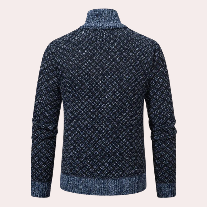 Runia - Sweter z dzianiny dla mężczyzn-Niebieskoszary-S-Trend Polska