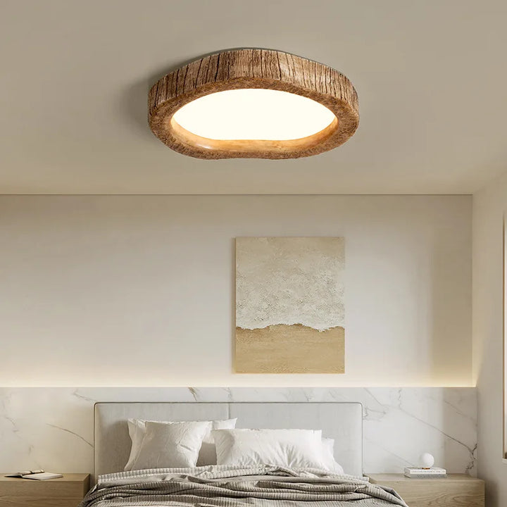 Rustykalna lampa sufitowa LED z wyglądem drewna - Auralog-35 cm-Trend Polska