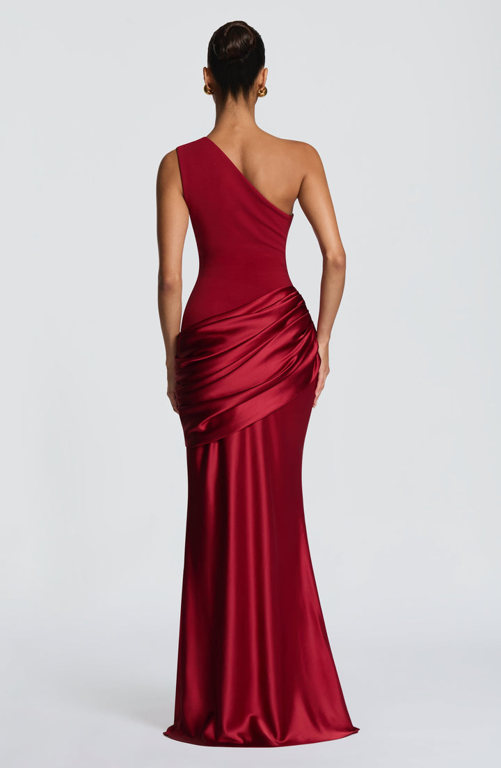 Abbey One-Shoulder Satin Maxi Dress 16