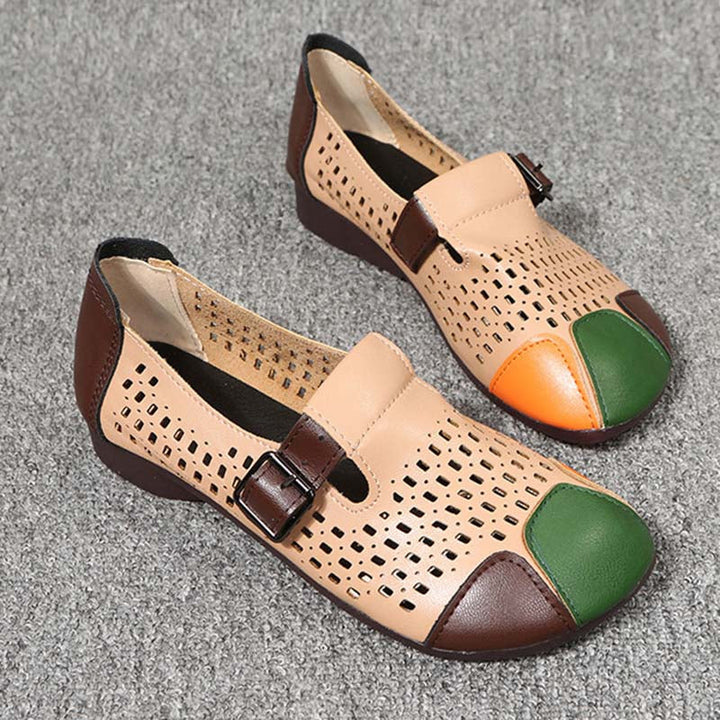 Sandały damskie z klamrą - Zoë-Khaki-35-Trend Polska