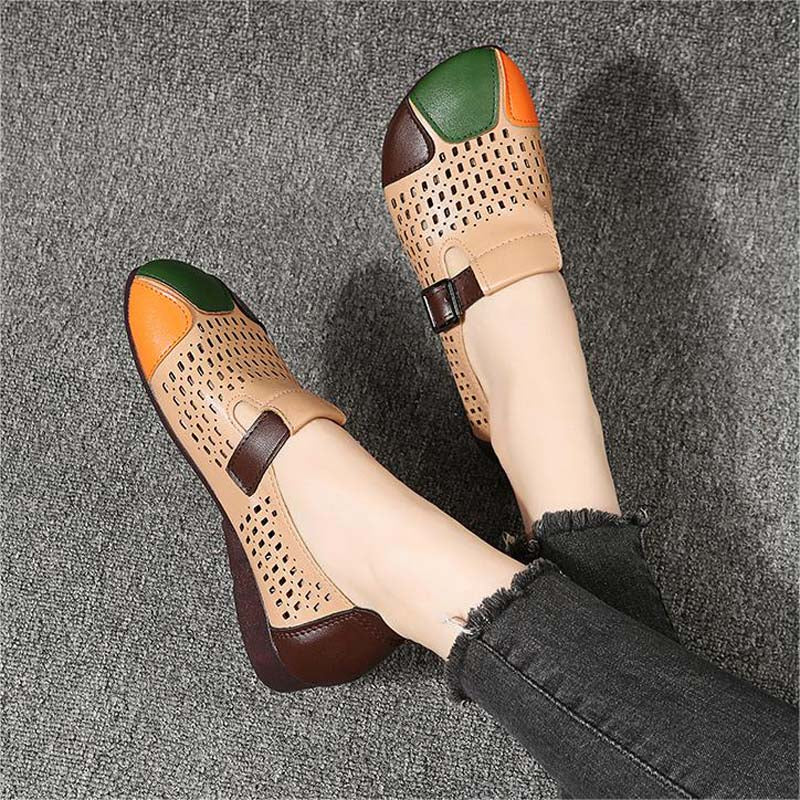 Sandały damskie z klamrą - Zoë-Beżowy-35-Trend Polska