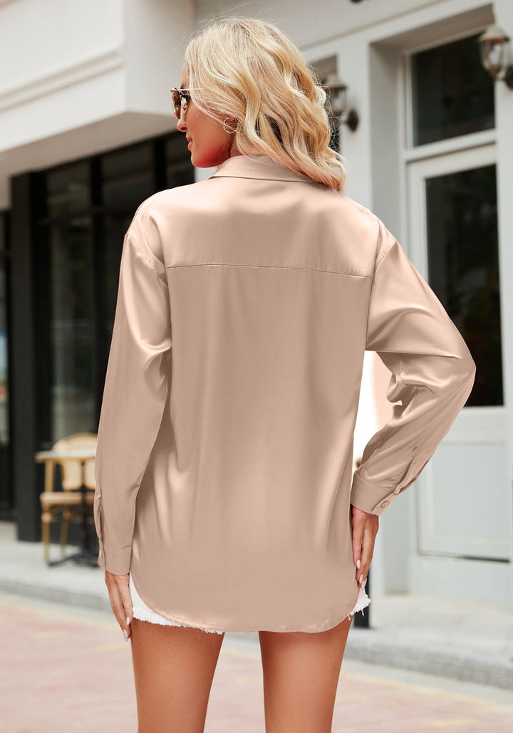 Satynowa elegancka bluzka damska – Mireille-Szampan-S-Trend Polska