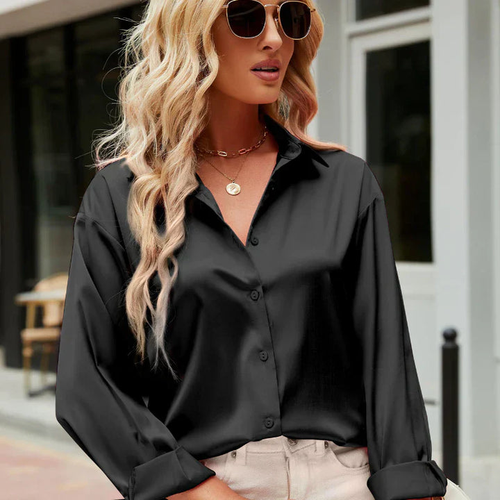 Satynowa elegancka bluzka damska – Mireille-Szampan-S-Trend Polska